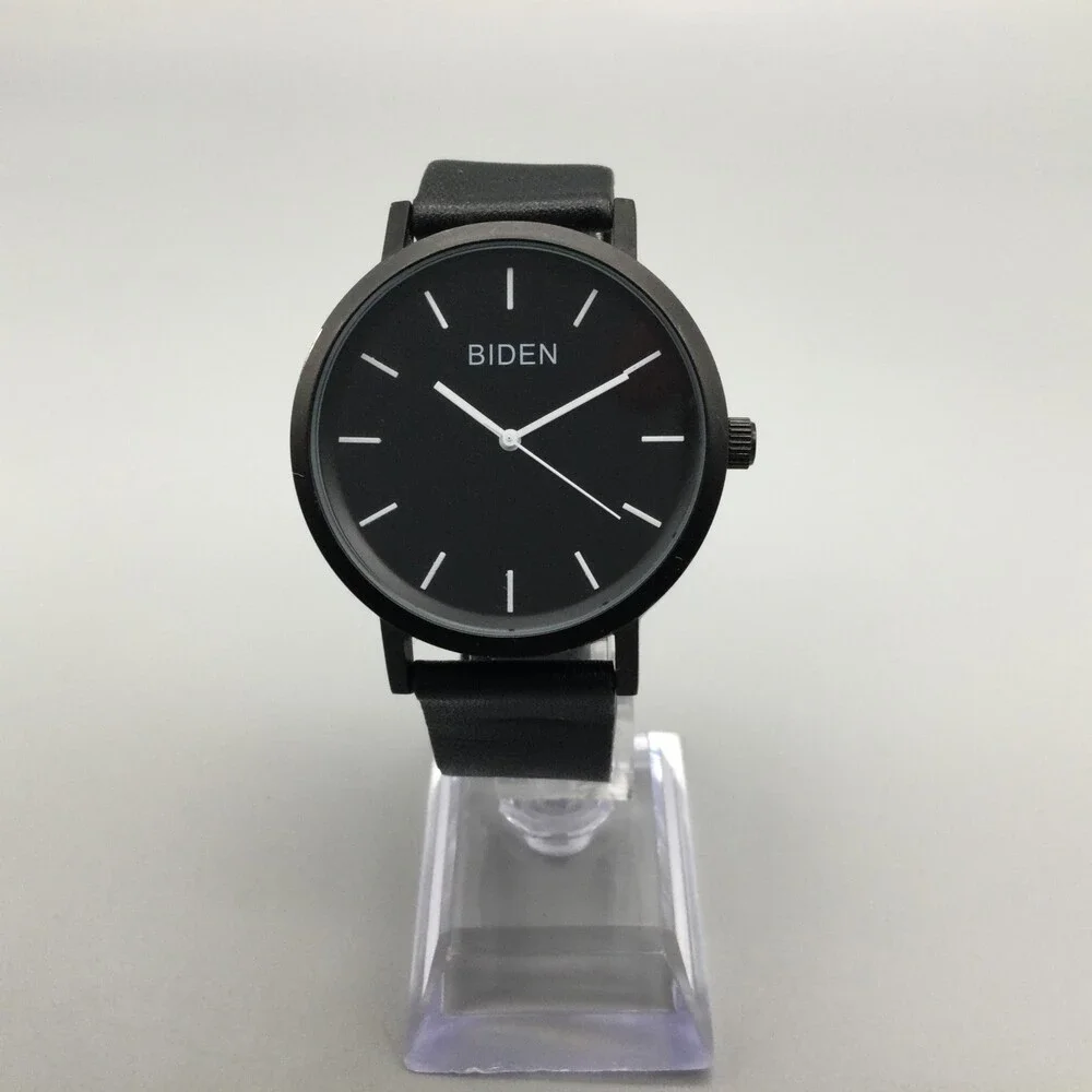 Biden Watch Men 42mm Black Round Dial Silicone Band New Battery